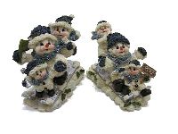 Schneemannkinder auf Schlitten WEISS-BLAU 12cm 2Mod.