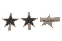 Klammer mit Sterntafel TAUPE-SCHWARZ 19814 6x6,5x2cm  6Stück
