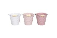 Metalleimer Trio ROSA--WEISS-ALTROSA Ø11xH10,5cm 650687