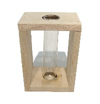 Reagenzglas im Holzrahmen NATUR-WASHED 7x5x10cm (LxBxH) 1 Glas Ø19xH100mm 57035001