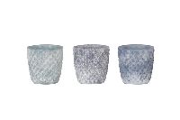 Windlichtglas in Frostoptik BLAU-WASHED 9x9x9cm 31598