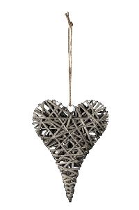 Weidenherz zum Hängen GRAU 522994 24,5x5xH30cm + Schnur