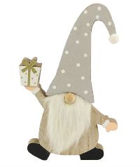 Wichtel Sternchenmütze GRAU 862108108 15,5x2x22cm  Holz+Fellbart