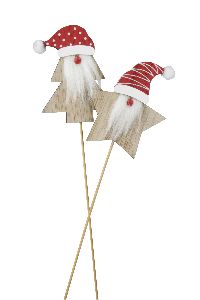 Stecker Weihnachtswichtel ROT-WEISS  22474319 6,5x8cm Holz