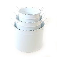 Metalltopf Shabby Chic S/3 weiss mit Griffen 74315 542869 14x12,5cm+17x14,5cm+20x16,5cm