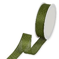 Basicband Baumwolloptik moosgrün 9660 30 B:25mm L:25m mattes Taftband