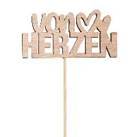 Holzstecker Herzenssache 23396 NATUR +20cm Stab VON HERZEN 9,5x0,5x4,5cm