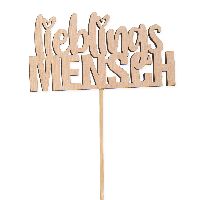 Holzstecker Herzenssache 23394 NATUR +20cm Stab LIEBLINGSMENSCH 10x0,5x5cm