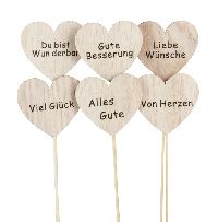 Herz mit Herzenswünschen natur 24762105 Holzstecker Stecker 6x5,5cm Holz