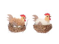 Huhn im Nest BRAUN-WEISS 862308065 7,5x5,5x7,5cm 2er Sortierung
