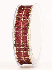 Band Weihnachtskaro kaminrot-gold 86325 B:25mm L:20m